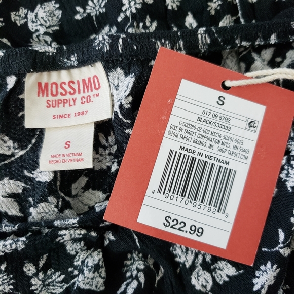 Mossimo Dress Long Top Black Floral Off Shoulder - Picture 12 of 12